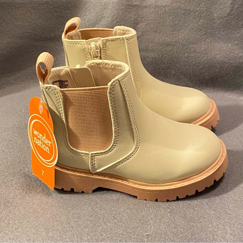 Wonder Nation Boots Girls Size 7 Side Zip Booties Flexible Outsole New
